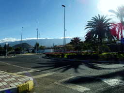 Roundabout at Los Realejos, viewed from the rental car on the TF-5 road