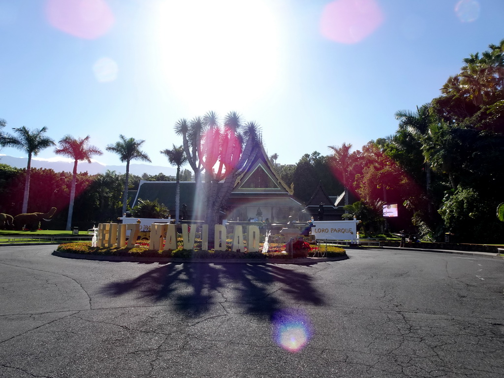 Square in front of the entrance to the Loro Parque zoo at the Avenida Loro Parque street