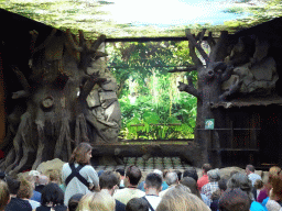 Interior of the Loro Show building at the Loro Parque zoo, just before the Loro Show