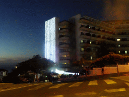 The Hotel Puerto de la Cruz, viewed from the rental car on the TF-312 road, by night