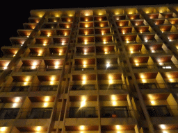 Facade of the building of the O`Vesuvio restaurant at the Avenida Aguilar y Quesada street, by night