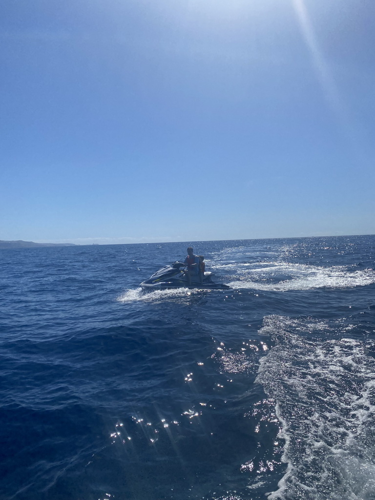 Tim and Max on a jet ski