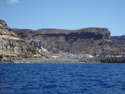 Houses and harbour at the town center, viewed from the Sagitarius Cat boat