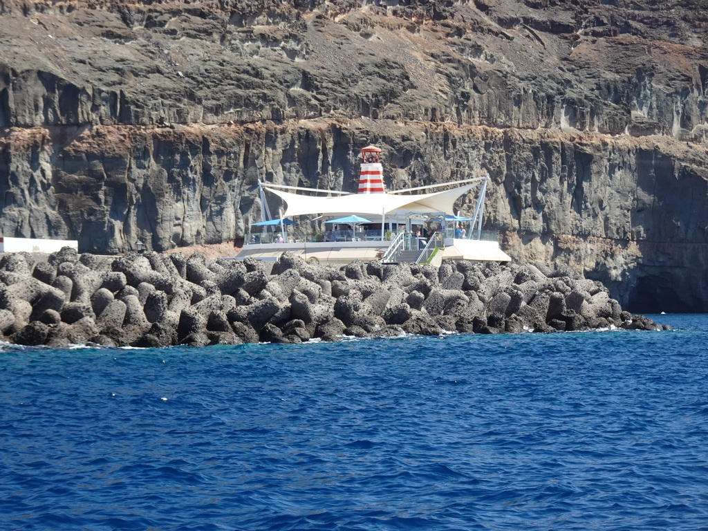 Pavilion of Beach Club Faro, viewed from the Sagitarius Cat boat