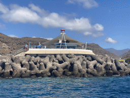 Pavilion of Beach Club Faro, viewed from the Sagitarius Cat boat