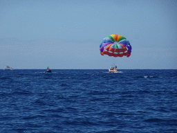 Parasail and boat, viewed from the Sagitarius Cat boat