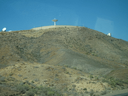 The INTA Estacion Espacial de Maspalomas space communication station, viewed from the tour bus from Maspalomas on the GC-1 road