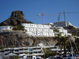 Rock and the Marina Bayview Gran Canaria hotel, viewed from the Sagitarius Cat boat