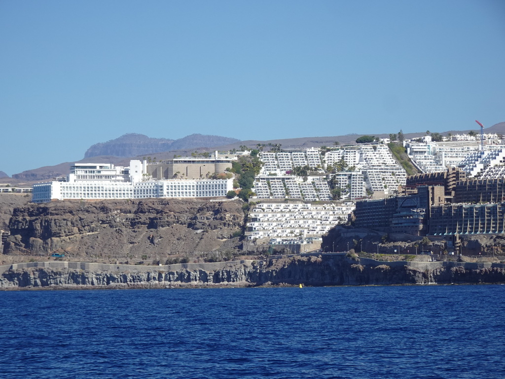 Hotels in the town center, viewed from the Sagitarius Cat boat