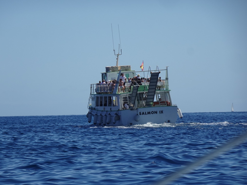 The Salmon IX boat, viewed from the Sagitarius Cat boat
