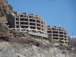 Hotels at the Playa del Cura beach, viewed from the Sagitarius Cat boat