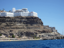 The Hotel Riu Vistamar at the Playa de Amadores beach, viewed from the Sagitarius Cat boat