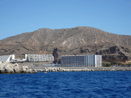 Hotels at the town center, viewed from the Sagitarius Cat boat