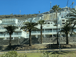 Hotels in the town center, viewed from the tour bus to Maspalomas on the Calle Juan Díaz Rodríguez street