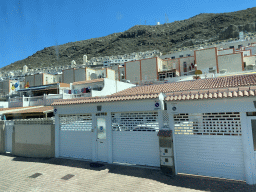 Houses at the Avenida Tomás Roca Bosch street, viewed from the tour bus to Maspalomas