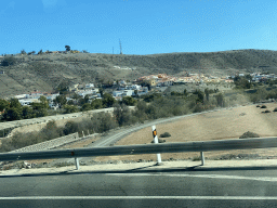Houses at the town of Arguineguín, viewed from the tour bus to Maspalomas on the GC-1 road