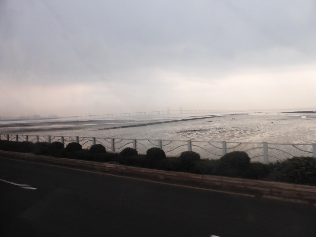 The Jiaozhou Bay Bridge (Qingdao Haiwan Bridge), viewed from the bus from Yantai