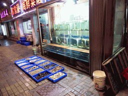 Front of a seafood restaurant at Hubei Road, at sunset