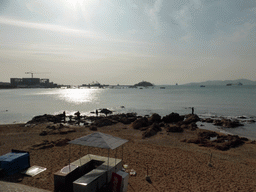 The beach, Qingdao Bay and Xiao Qingdao island, viewed from Taiping Road