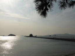 Zhan Qiao pier and Xiao Qingdao island in Qingdao Bay, viewed from Taiping Road