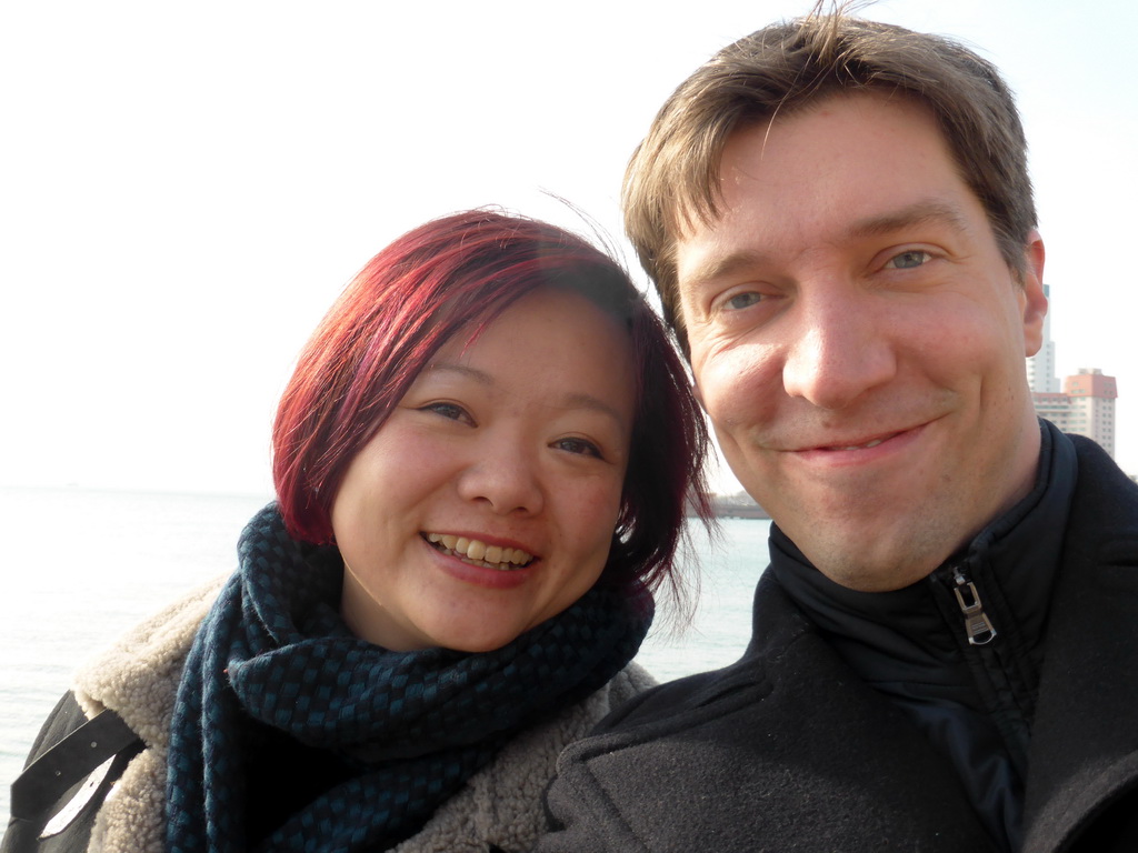 Tim and Miaomiao with Qingdao Bay