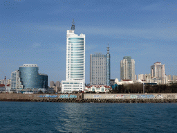 Qingdao Bay and skyscrapers at the west side of the city, viewed from the tour boat