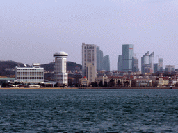 Qingdao Bay and skyscrapers at the east side of the city, viewed from the tour boat