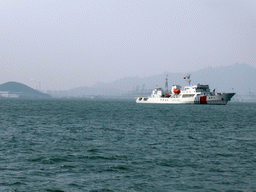Boats in Qingdao Bay and the Huangdao district, viewed from the tour boat