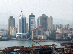 Skyscrapers at the west side of the city and Qingdao Bay, viewed from the viewing point at the Xinhaoshan Park