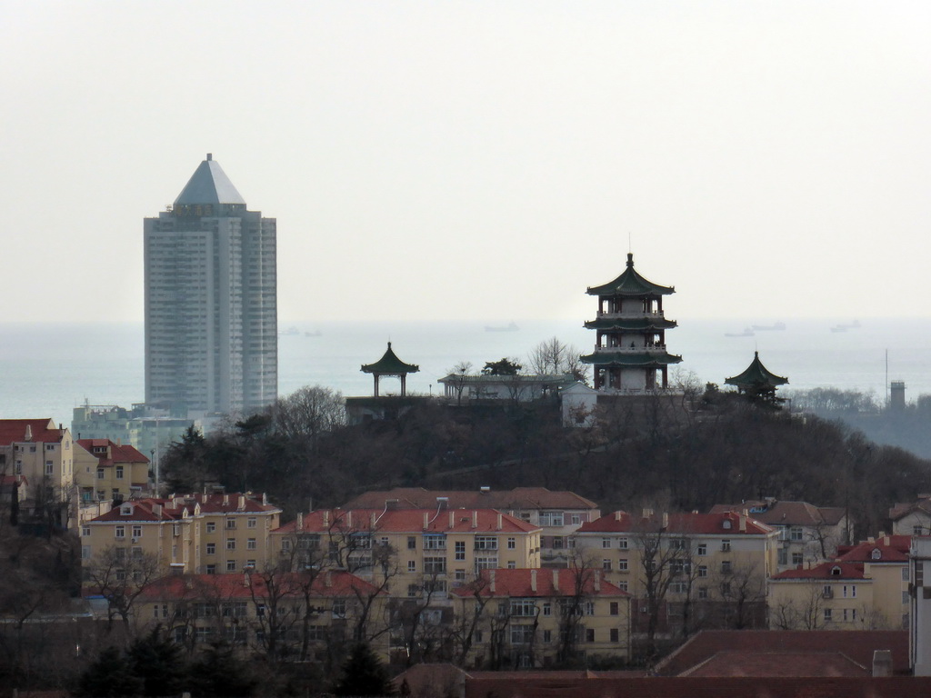 Xiaoyushan Park with its pagodas and surroundings, viewed from the viewing point at the Xinhaoshan Park