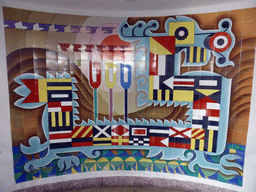 Painted tiles at the ground floor of the rotating sightseeing tower at the Xinhaoshan Park