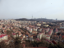 The Qingdao TV Tower and surroundings, viewed from the rotating sightseeing tower at the Xinhaoshan Park