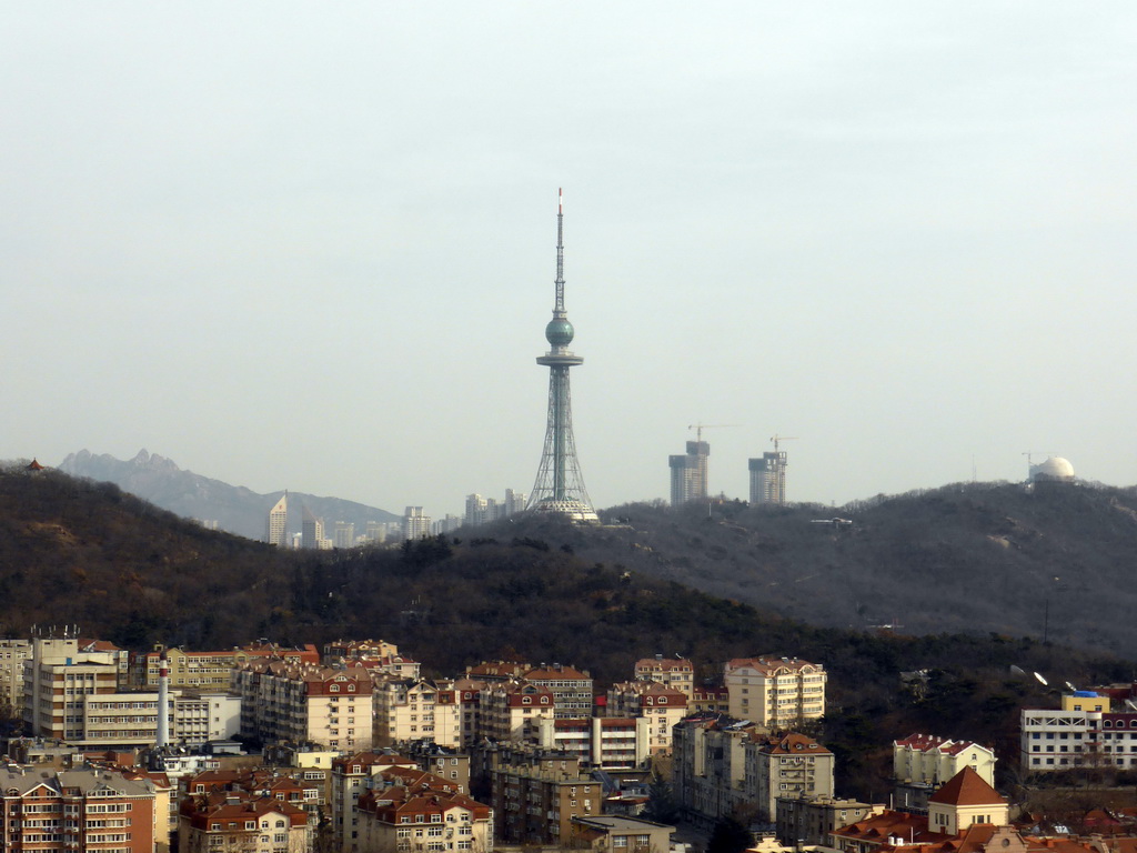 The Qingdao TV Tower and surroundings, viewed from the rotating sightseeing tower at the Xinhaoshan Park