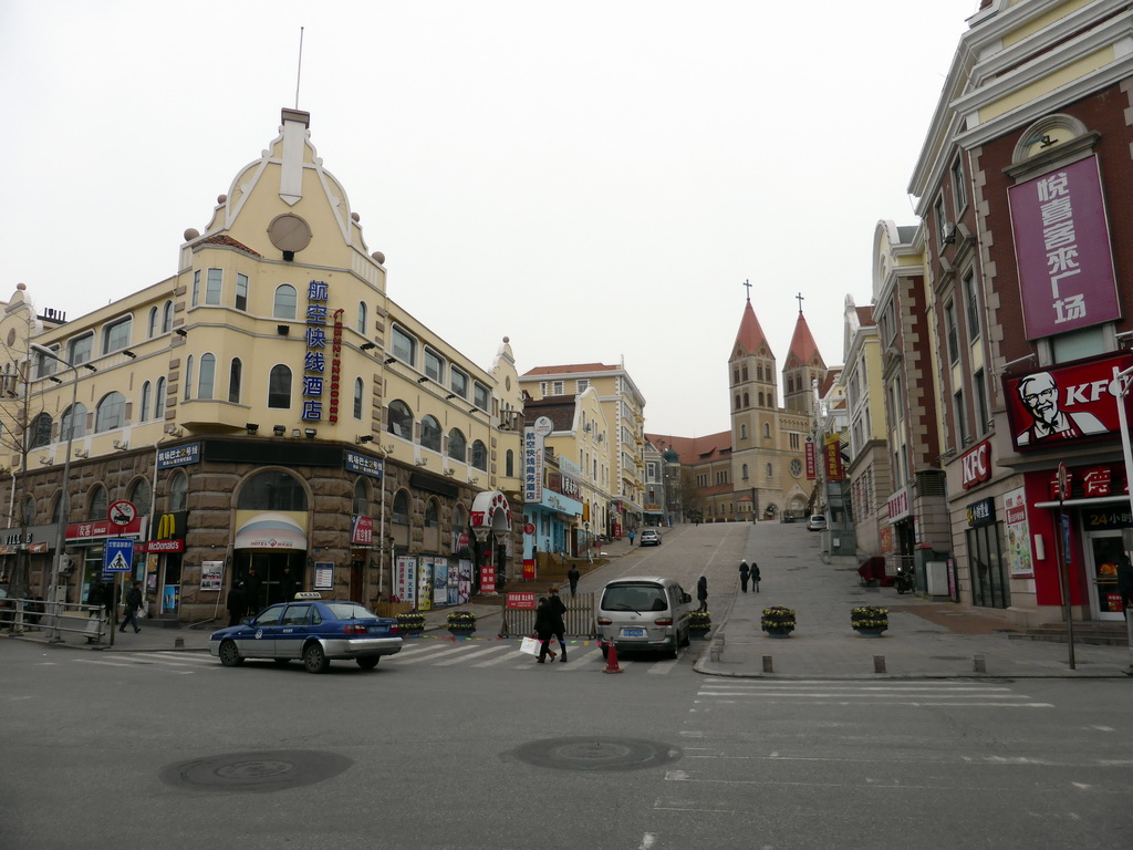 The crossing of Zhongshan Road and Feicheng Road, and St. Michael`s Cathedral