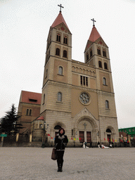 Miaomiao with St. Michael`s Cathedral at Zhejiang Road