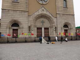 Wedding couples in front of St. Michael`s Cathedral at Zhejiang Road