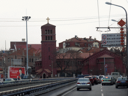 Rehe Road and St. Paul`s Church, viewed from the bus to the hotel
