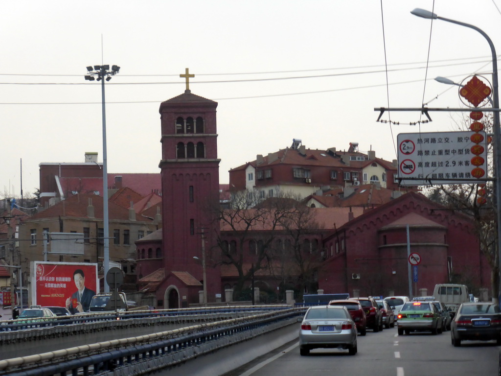 Rehe Road and St. Paul`s Church, viewed from the bus to the hotel