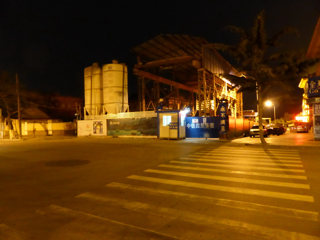 Subway station under construction at Taiping Road, by night