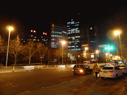 Skyscrapers at Xianggang Middle Road, by night