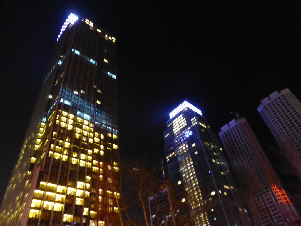 World Trade Center buildings at Xianggang Middle Road, by night