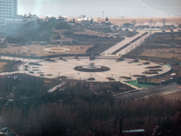 The Huiquan Square and the beach at Huiquan Bay, viewed from the highest indoor level at the Qingdao TV Tower