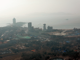 The Huiquan Square, the Qingdao Tiantai Stadium and Huiquan Bay, viewed from the outdoor level at the Qingdao TV Tower