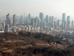 Skyscrapers at the east side of the city and the World Trade Center buildings, viewed from the outdoor level at the Qingdao TV Tower