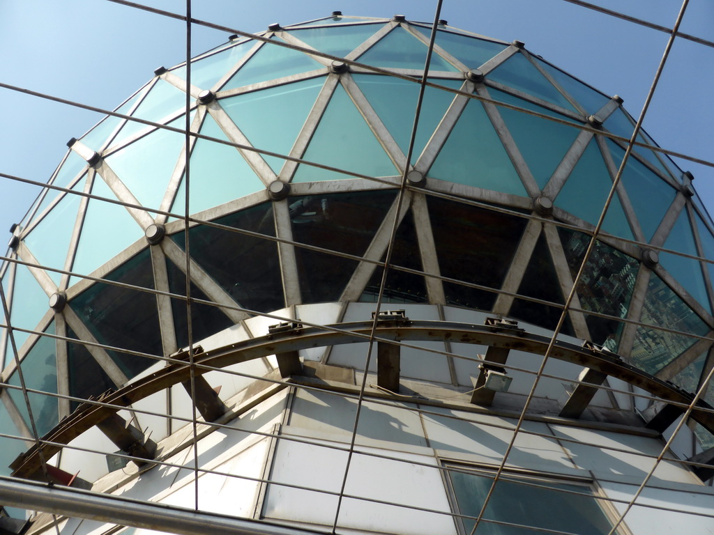 The dome of the highest indoor level, viewed from the outdoor level at the Qingdao TV Tower