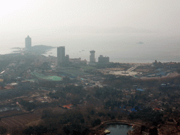 The Huiquan Square, the Qingdao Tiantai Stadium and Huiquan Bay, viewed from the outdoor level at the Qingdao TV Tower