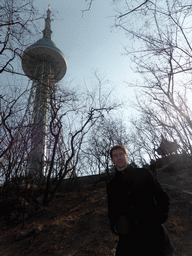 The Qingdao TV Tower and Tim on the path on the north side