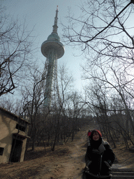 The Qingdao TV Tower and Miaomiao on the path on the north side