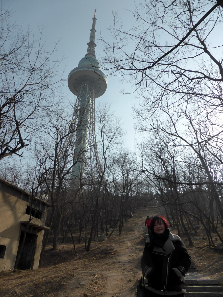 The Qingdao TV Tower and Miaomiao on the path on the north side