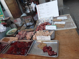 Meat at a market stall at Shangqing Road